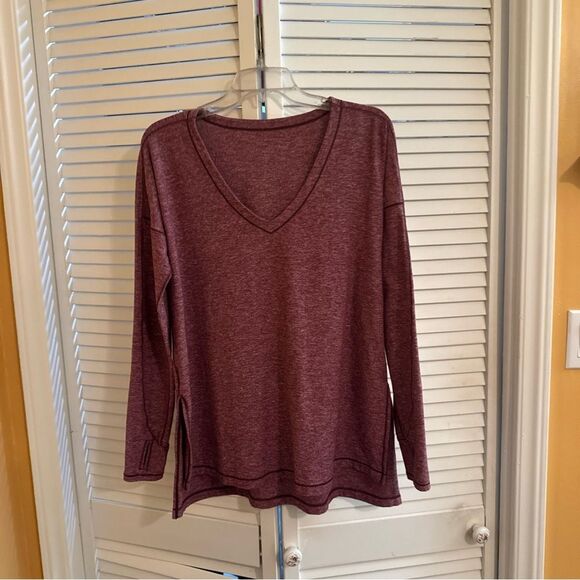 Women's V-Neck Athletic Maroon and white Top - Picture 3 of 10